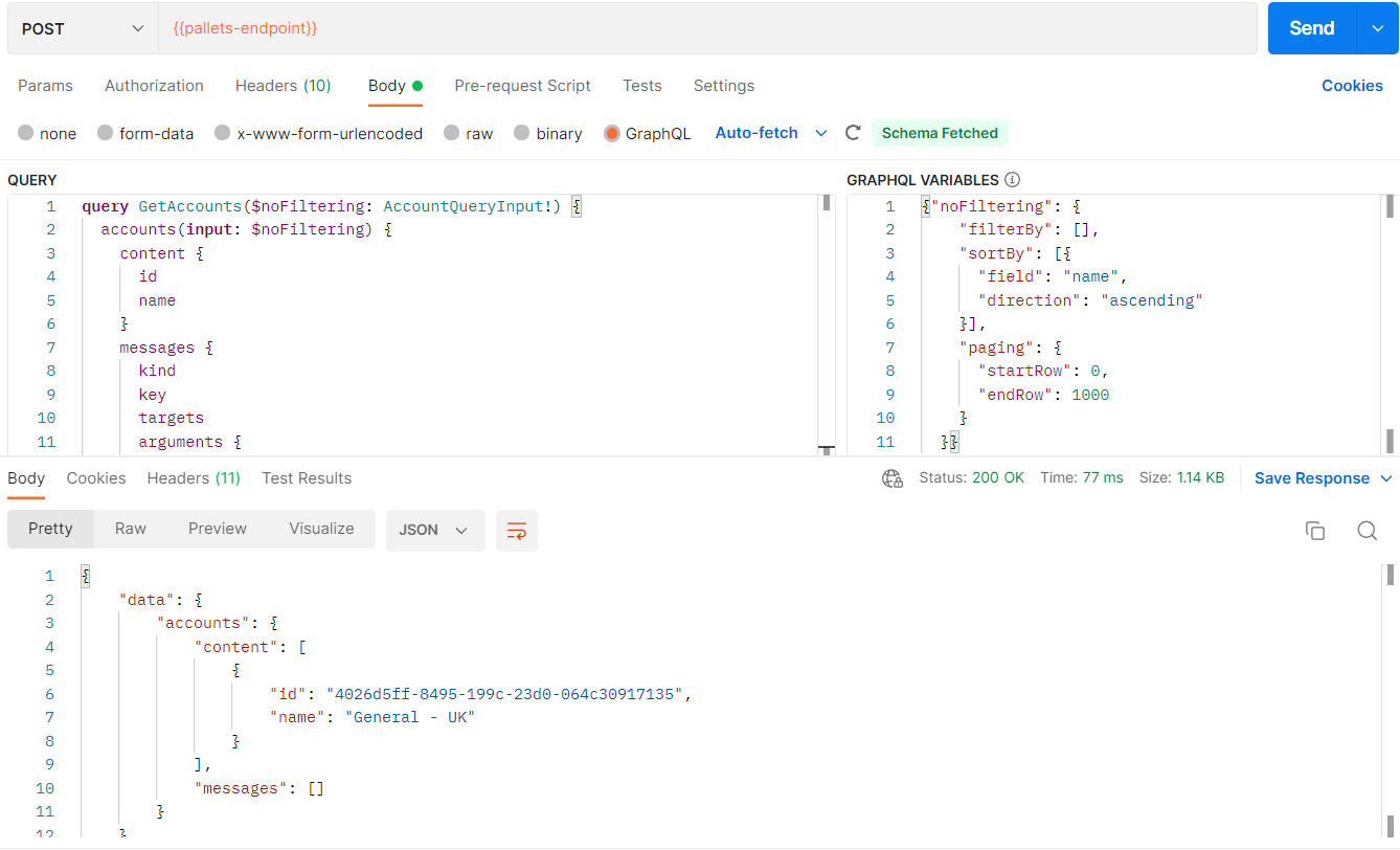 Postman query example