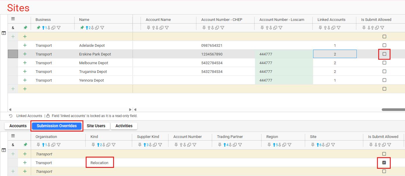 Relocation - Submission Overrides