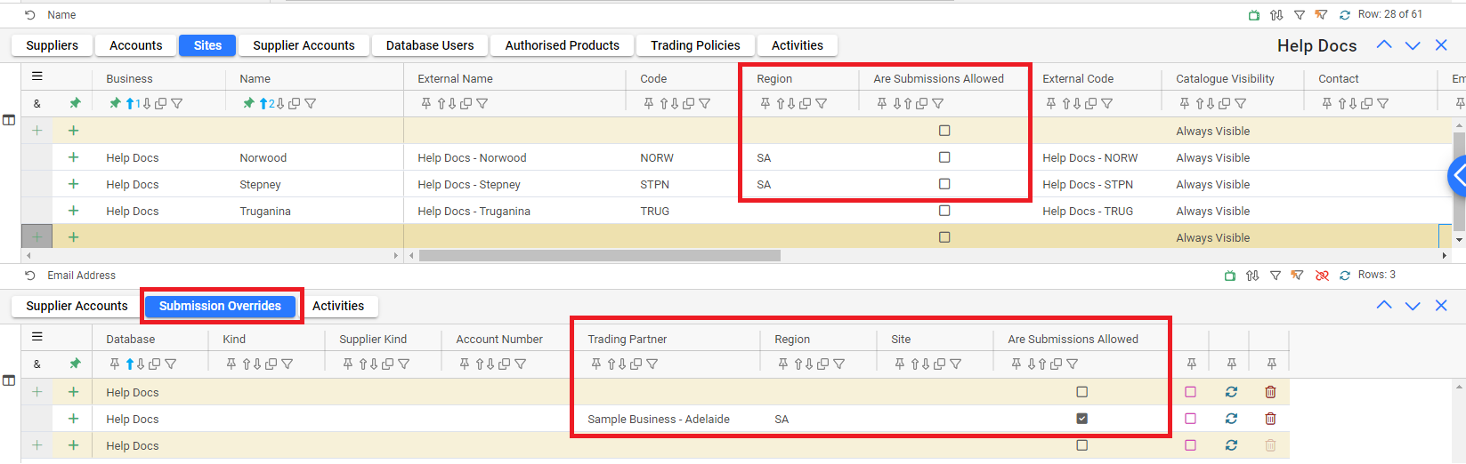 Region Submission Override